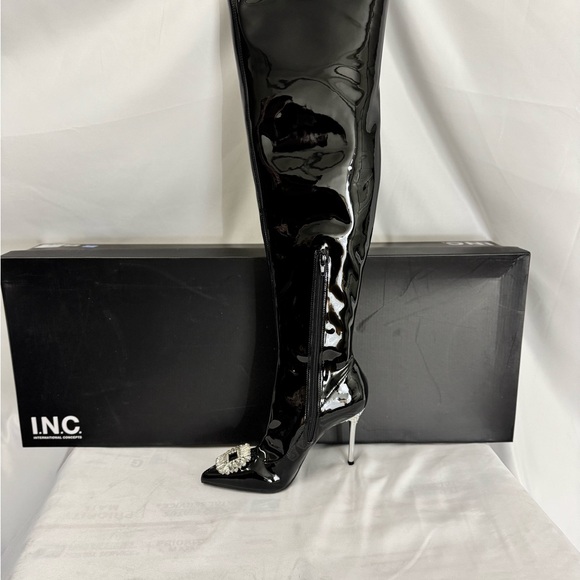 INC International Concepts Black Over the Knee Stiletto Boots - Picture 5 of 12